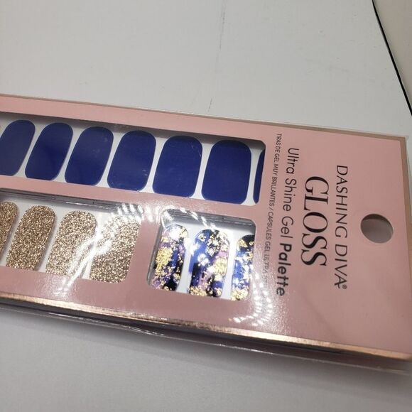 Royal Blue Gold Dashing Diva Gloss Ultra Shine Gel Palette Nails - Picture 5 of 6